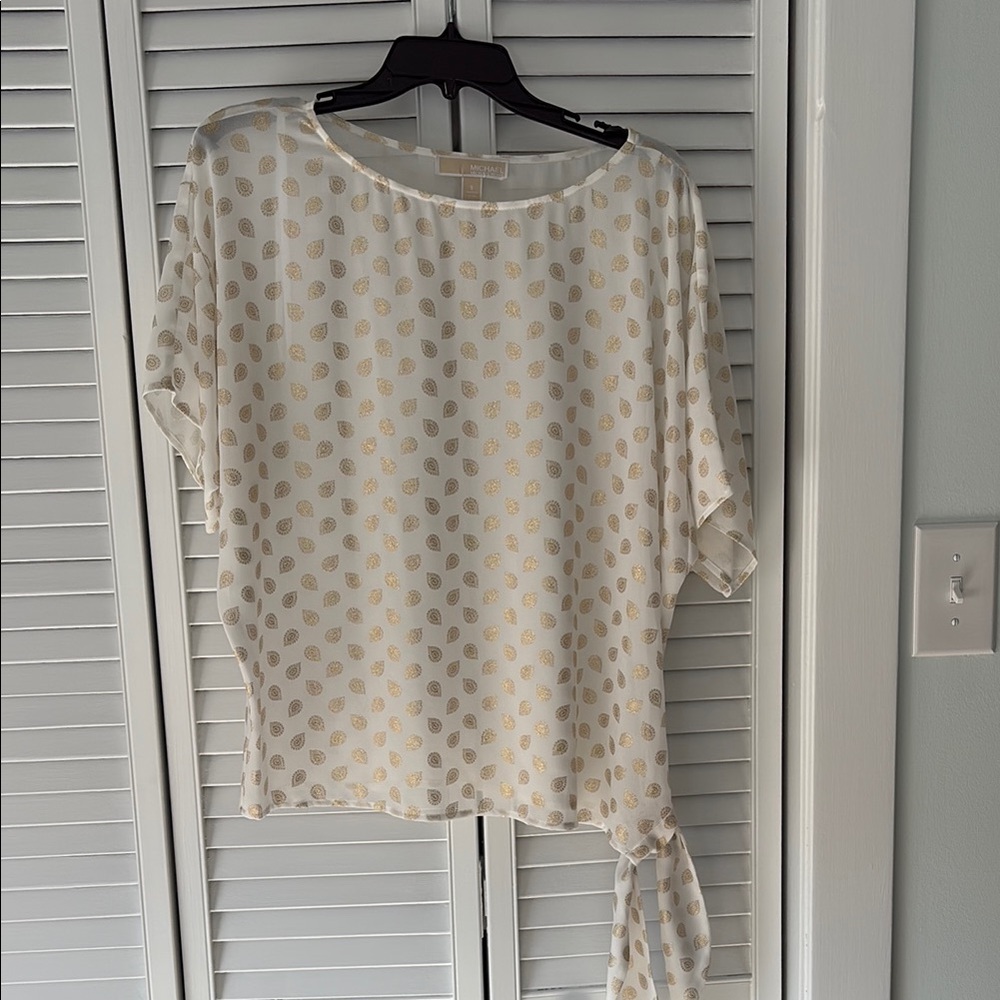 Michael Kors Cream Puff Sleeve Asymmetrical Blouse